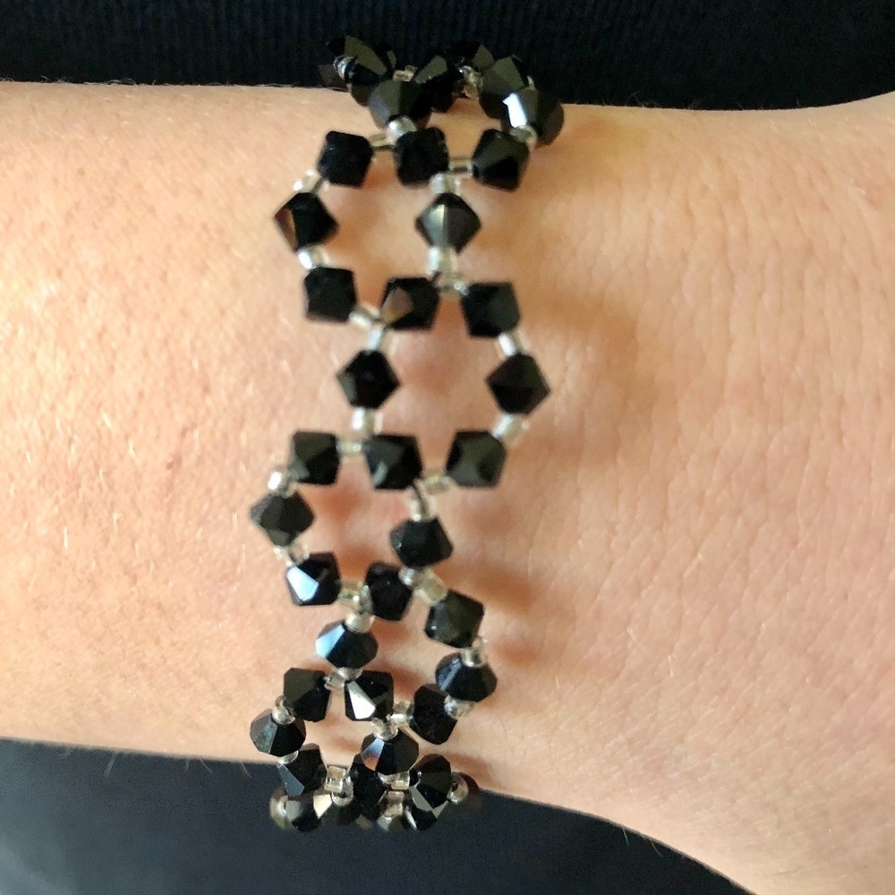 Handcrafted Bead Bracelet, Sterling Silver Clasp